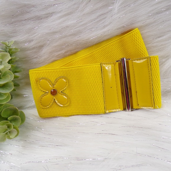 Yellow Wide Waist Stretch Belt - Picture 1 of 4